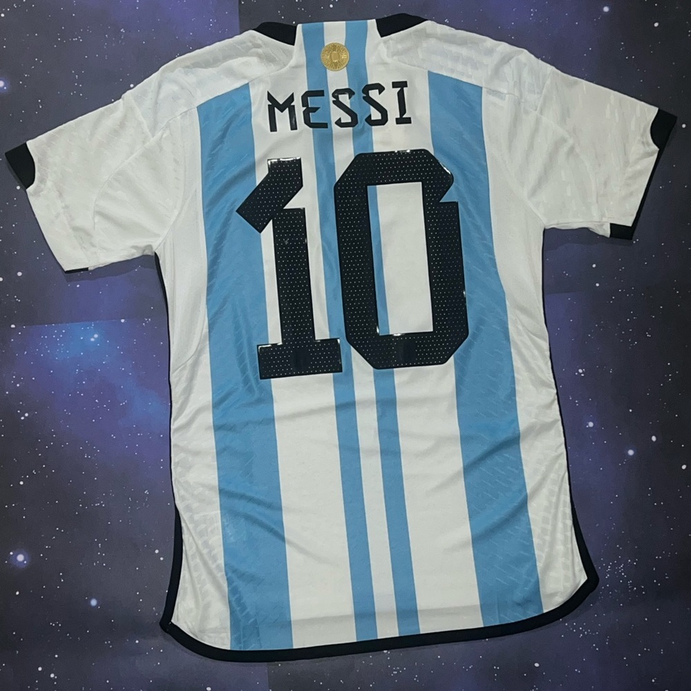 2022 Argentina Home Jersey #10 Messi Adidas Soccer World Cup Champion SIZE LARGE
